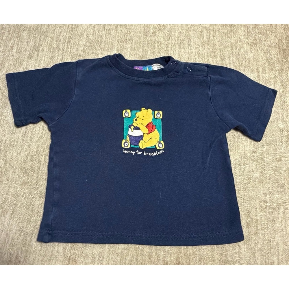 Vintage Winnie The Pooh Hunny For Breakfast Shirt 18M Navy Disney Baby Tee